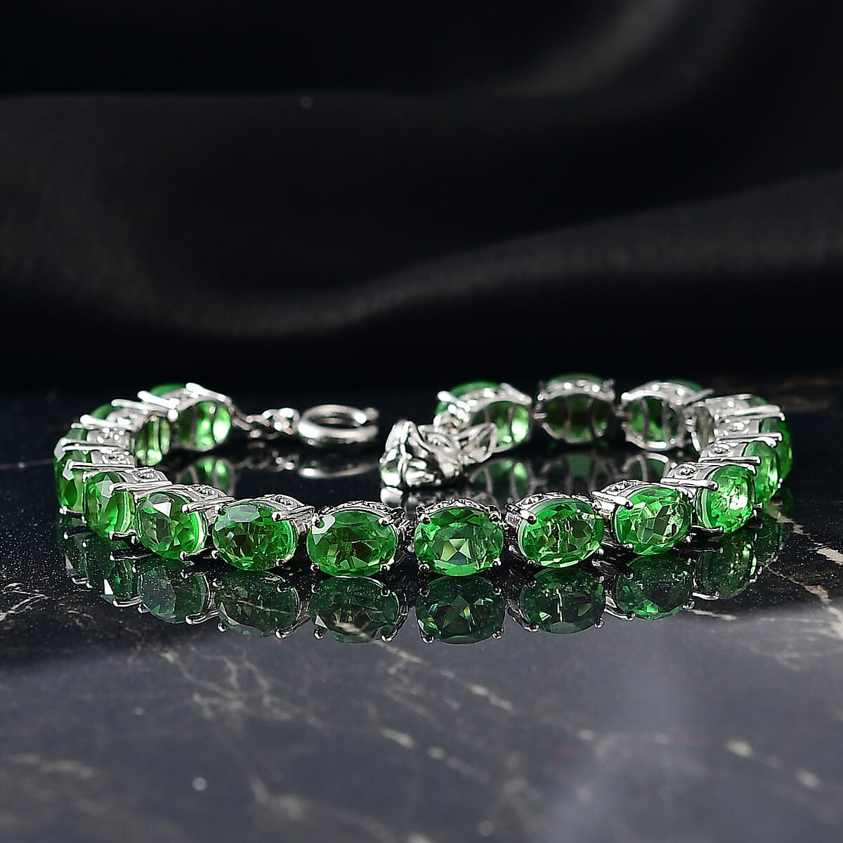 EverTrue Chartreuse Quartz (Triplet) 24.70 ctw Bracelet in Platinum Bond (7.25 In) image number 1
