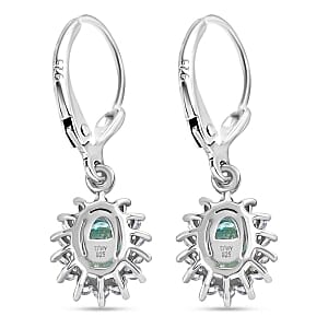D'Joy Blue Zircon and White Zircon 2.68 ctw Earrings in Rhodium Over Sterling Silver