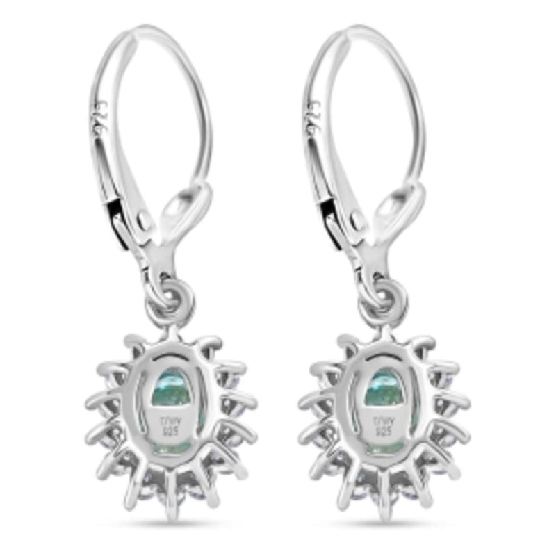 D'Joy Blue Zircon and White Zircon 2.68 ctw Earrings in Rhodium Over Sterling Silver