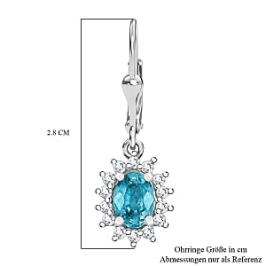 D'Joy Blue Zircon and White Zircon 2.68 ctw Earrings in Rhodium Over Sterling Silver