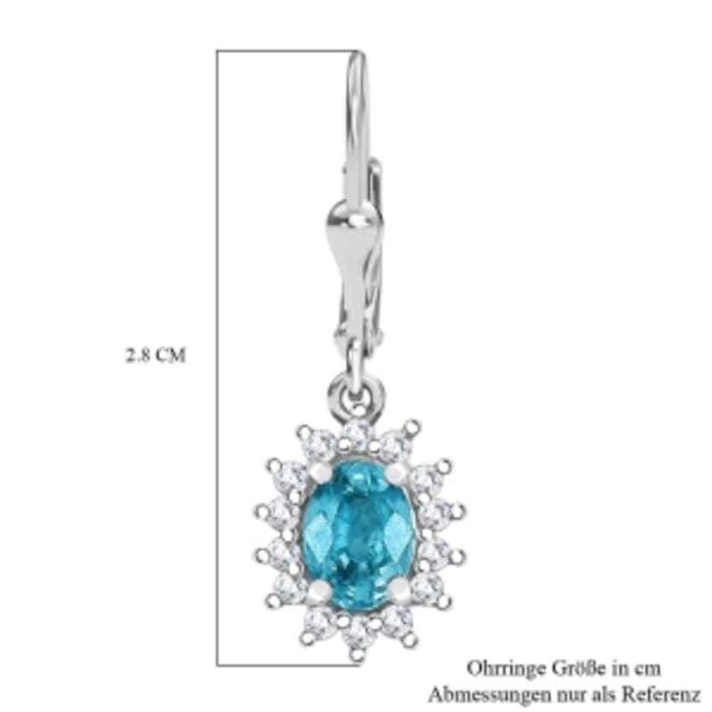 D'Joy Blue Zircon and White Zircon 2.68 ctw Earrings in Rhodium Over Sterling Silver
