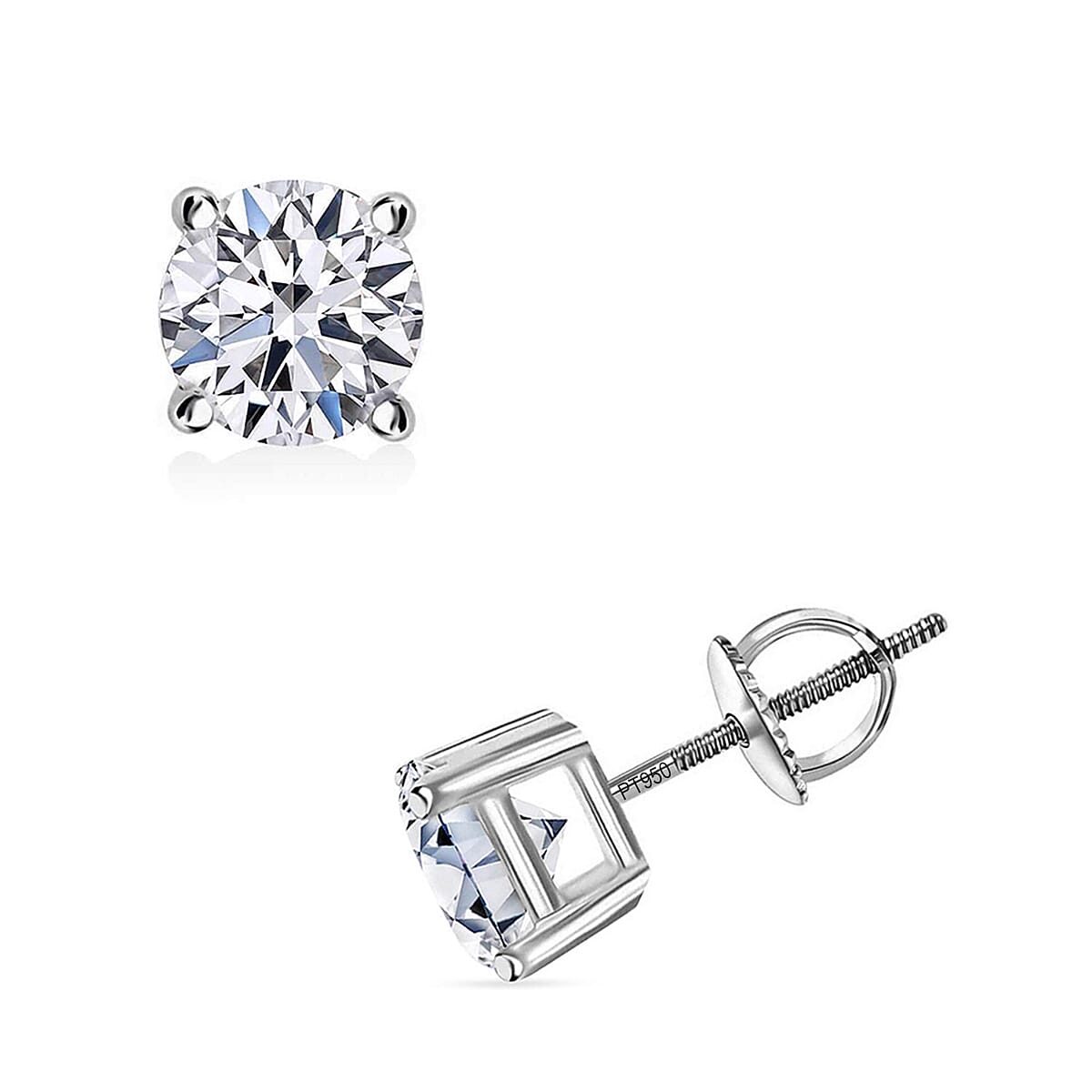 Luxuriant Lab Grown Diamond E-F VS 1.00 ctw Solitaire Stud Earrings in 950 Platinum (Del. in 10-12 Days) image number 0