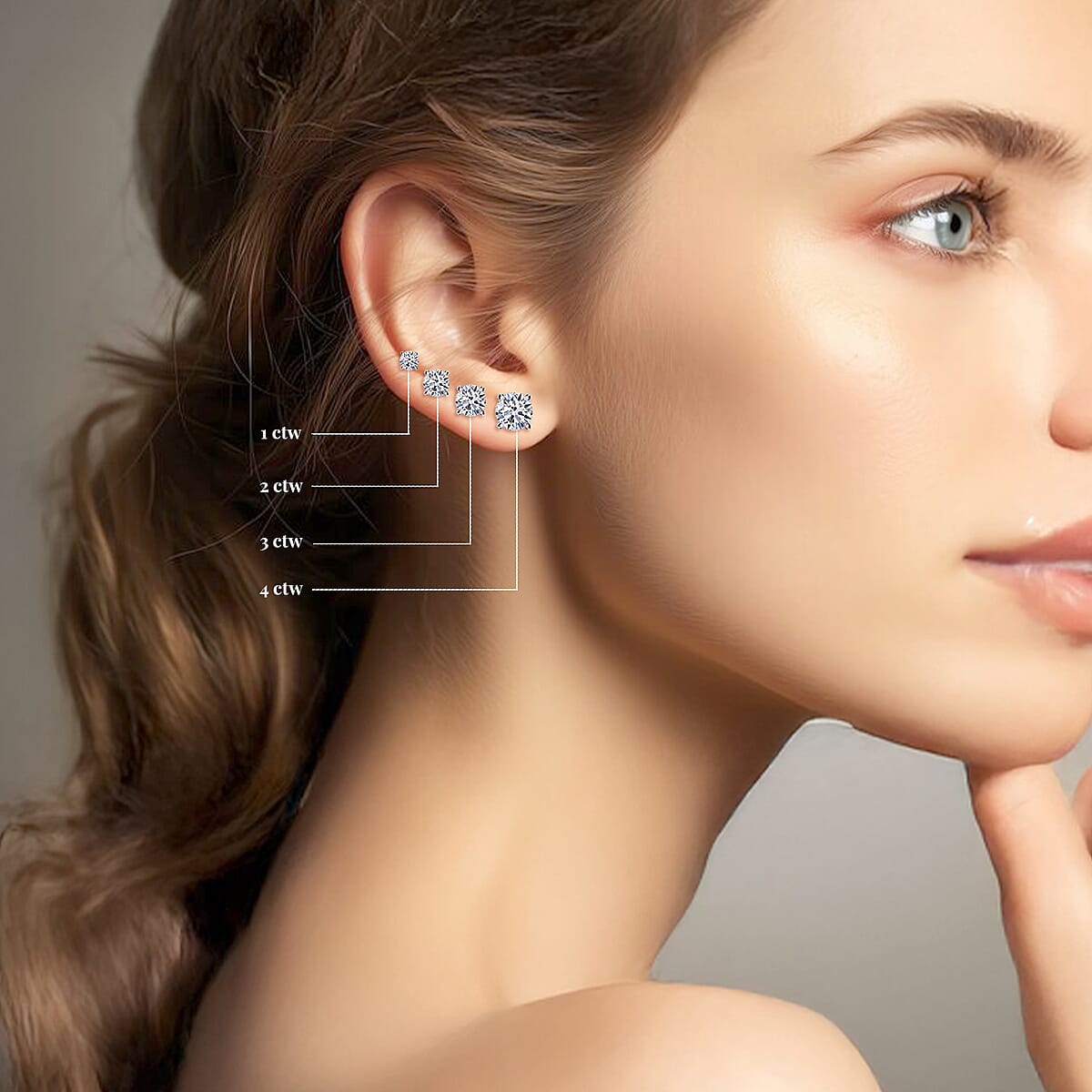 Luxuriant Lab Grown Diamond E-F VS 1.00 ctw Solitaire Stud Earrings in 950 Platinum (Del. in 10-12 Days) image number 2