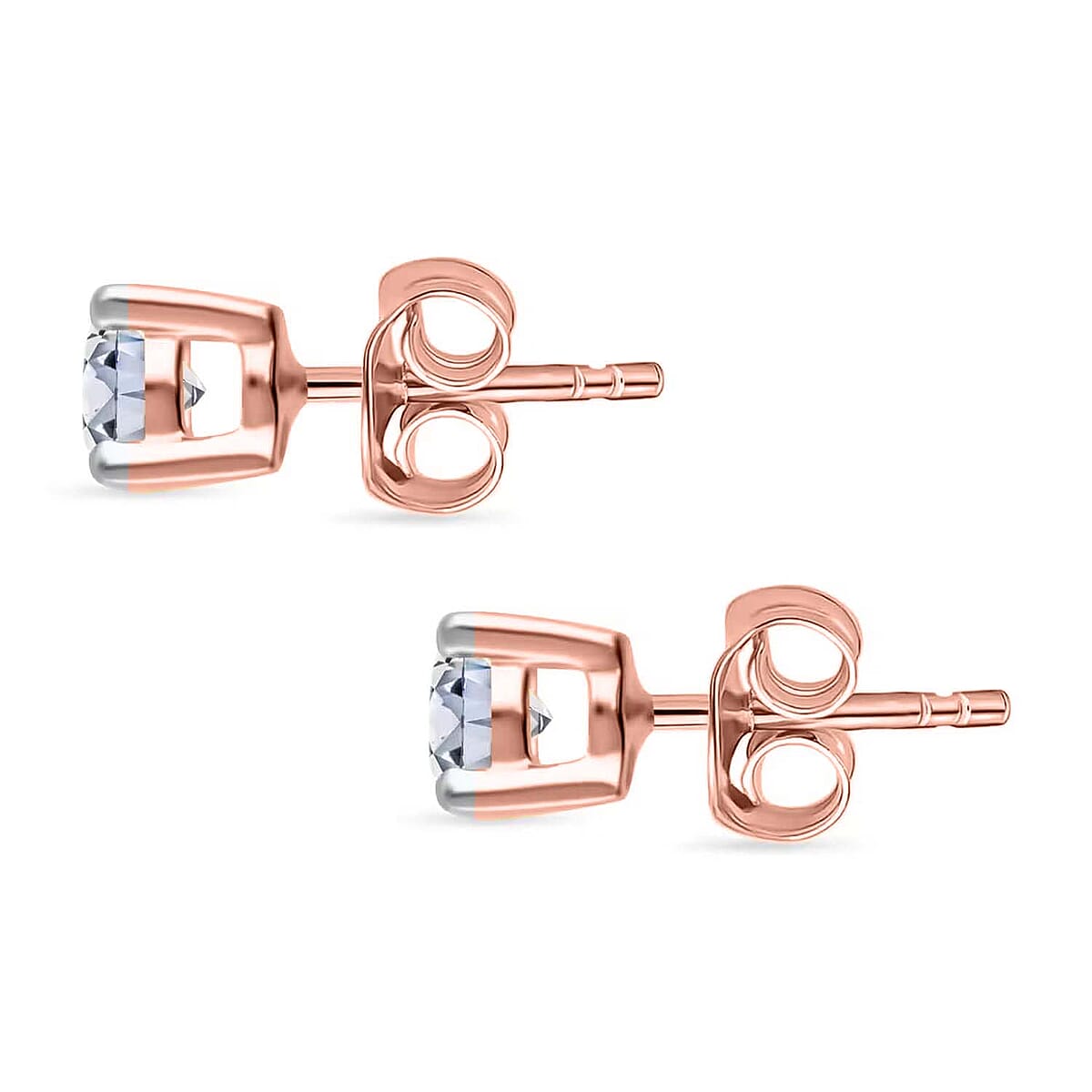 Luxuriant Lab Grown Diamond E-F VS 0.50 ctw Solitaire Stud Earrings in 18K Vermeil Rose Gold Over Sterling Silver image number 9