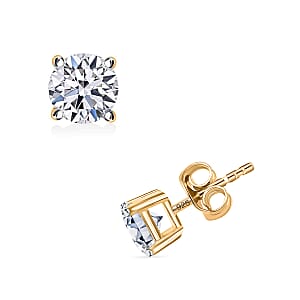 Luxuriant Lab Grown Diamond E-F VS 0.50 ctw Solitaire Stud Earrings in 18K Vermeil Yellow Gold Over Sterling Silver (Del. in 10-12 Days)