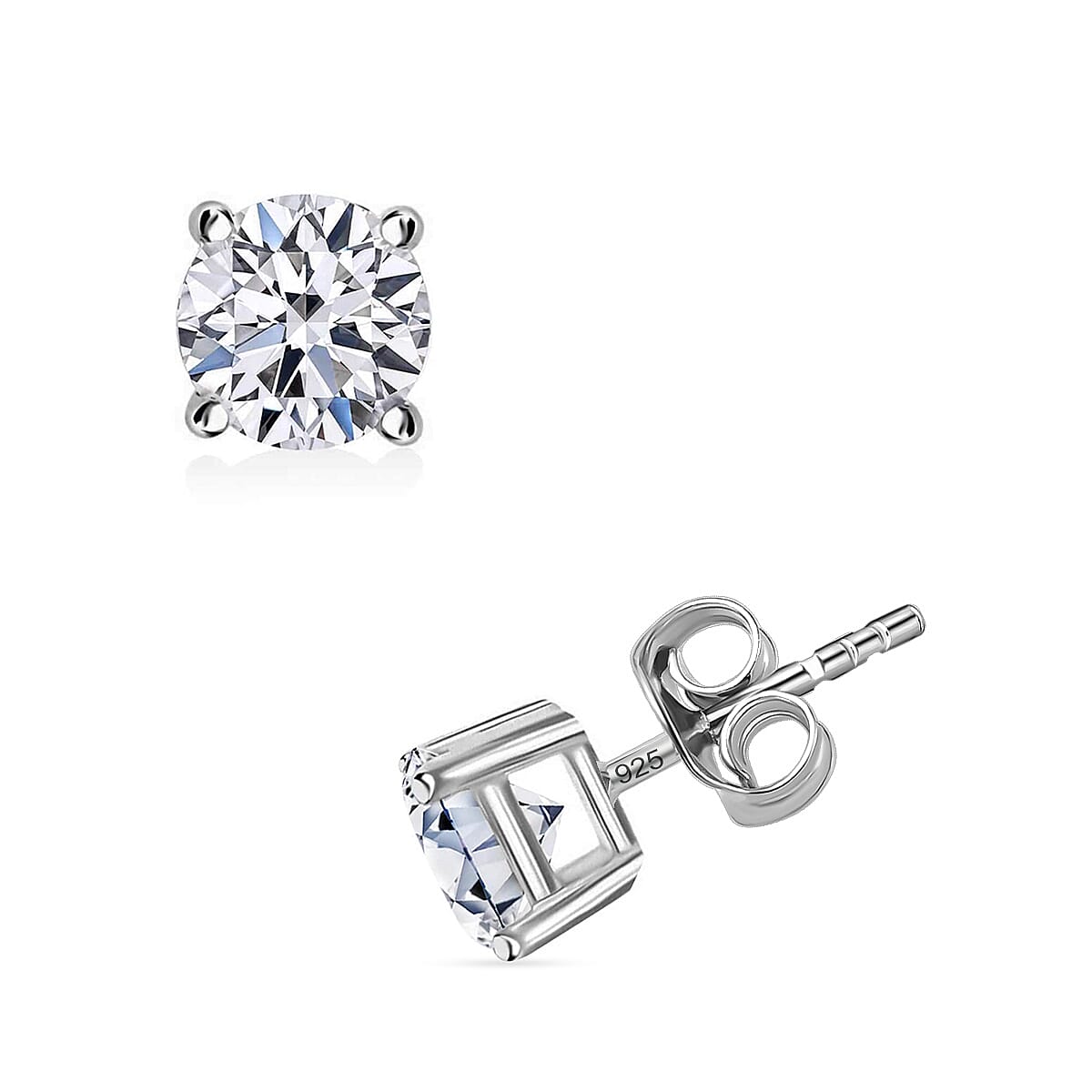 Luxuriant Lab Grown Diamond E-F VS 0.50 ctw Solitaire Stud Earrings in Rhodium Over Sterling Silver image number 0