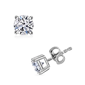Luxuriant Lab Grown Diamond E-F VS 0.50 ctw Solitaire Stud Earrings in Rhodium Over Sterling Silver