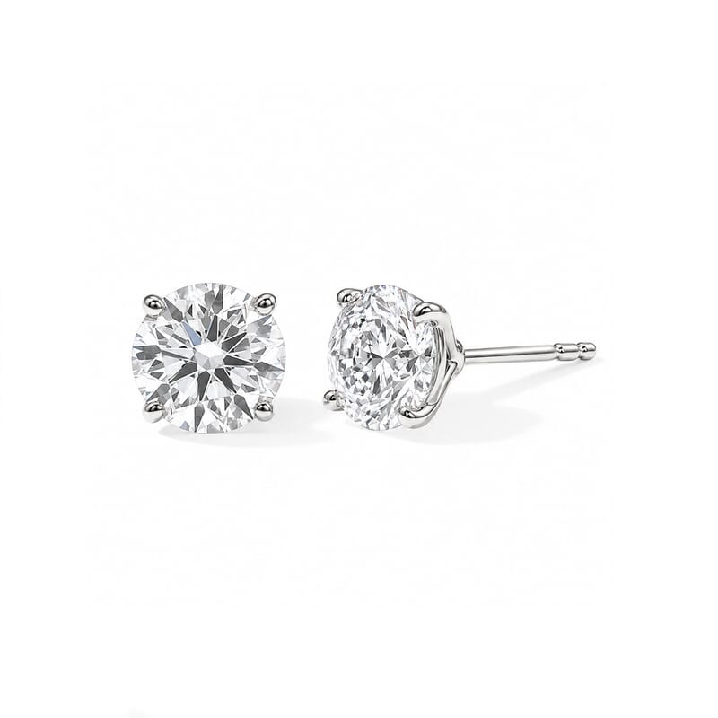 Luxuriant Lab Grown Diamond E-F VS 0.50 ctw Solitaire Stud Earrings in Rhodium Over Sterling Silver