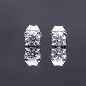 Luxuriant Lab Grown Diamond E-F VS 0.50 ctw Solitaire Stud Earrings in Rhodium Over Sterling Silver (Del. in 10-12 Days)