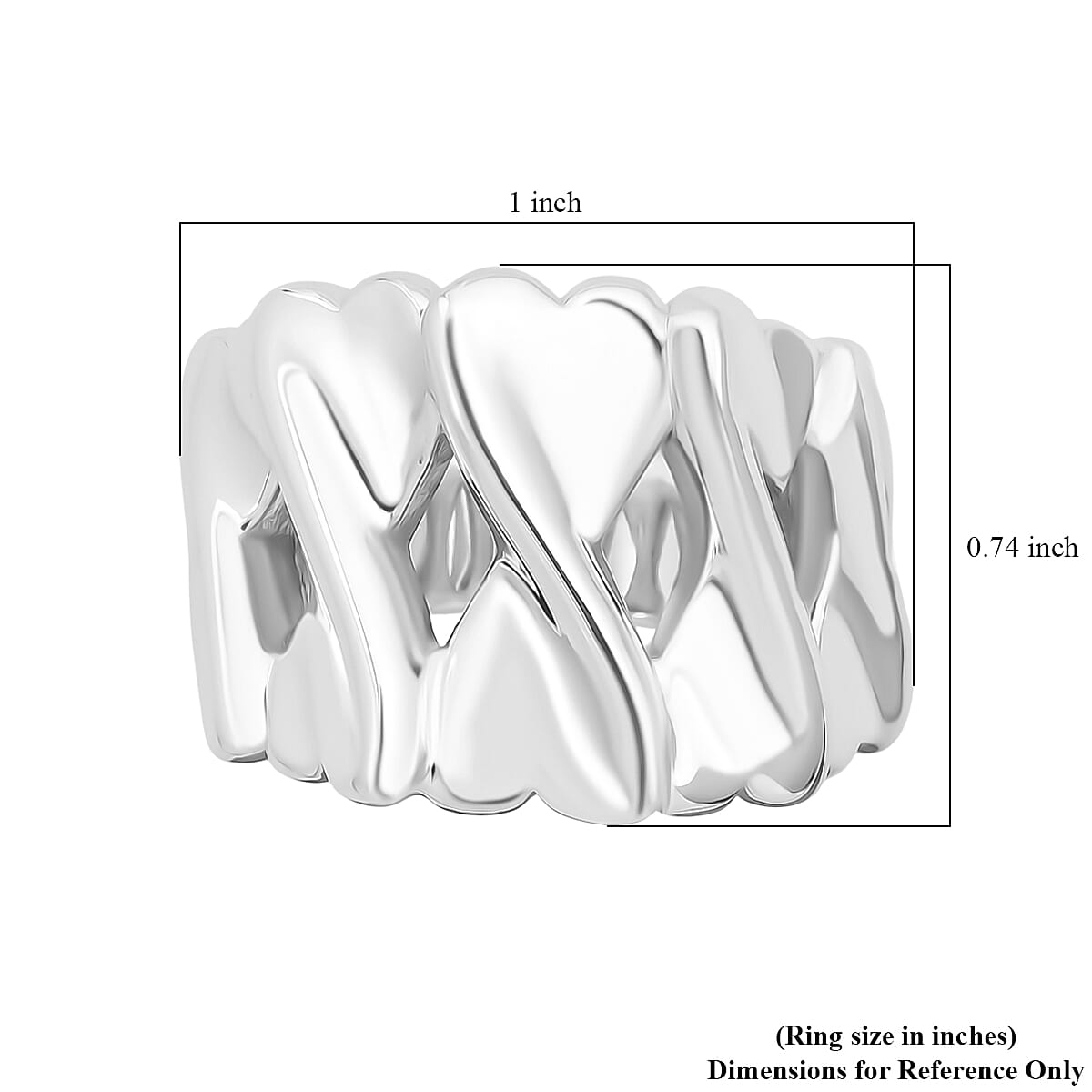 D'Joy Endless Hearts Ring in Sterling Silver (Size 10.0) 4.30 Grams