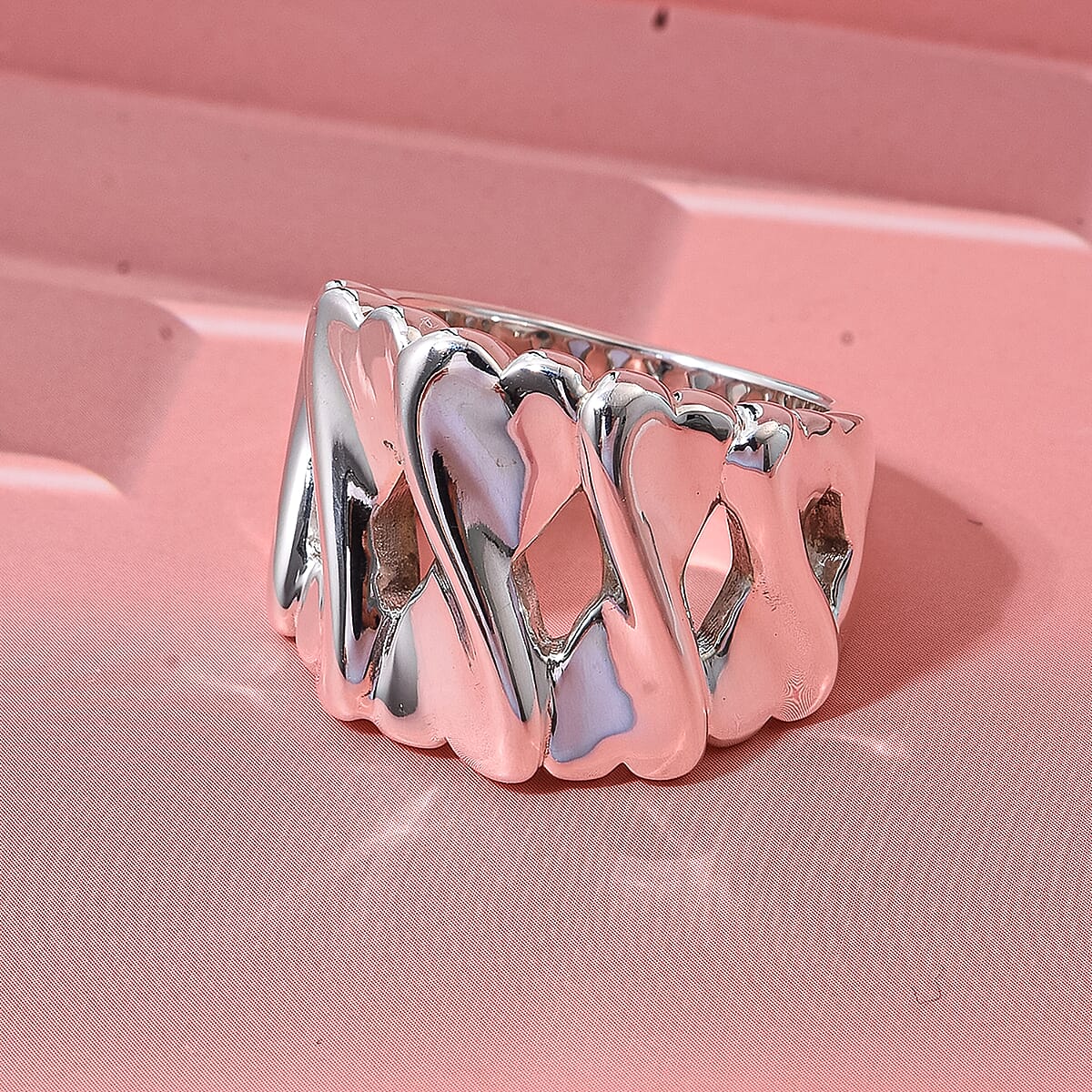 D'Joy Endless Hearts Ring in Sterling Silver (Size 7.0) 4.30 Grams image number 1