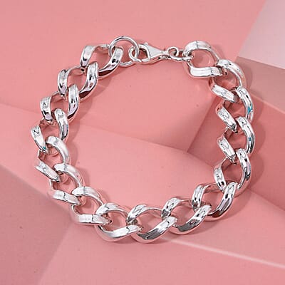 D'Joy Sterling Silver Fancy Link Chain Bracelet (6.50 In) (14.50 g)
