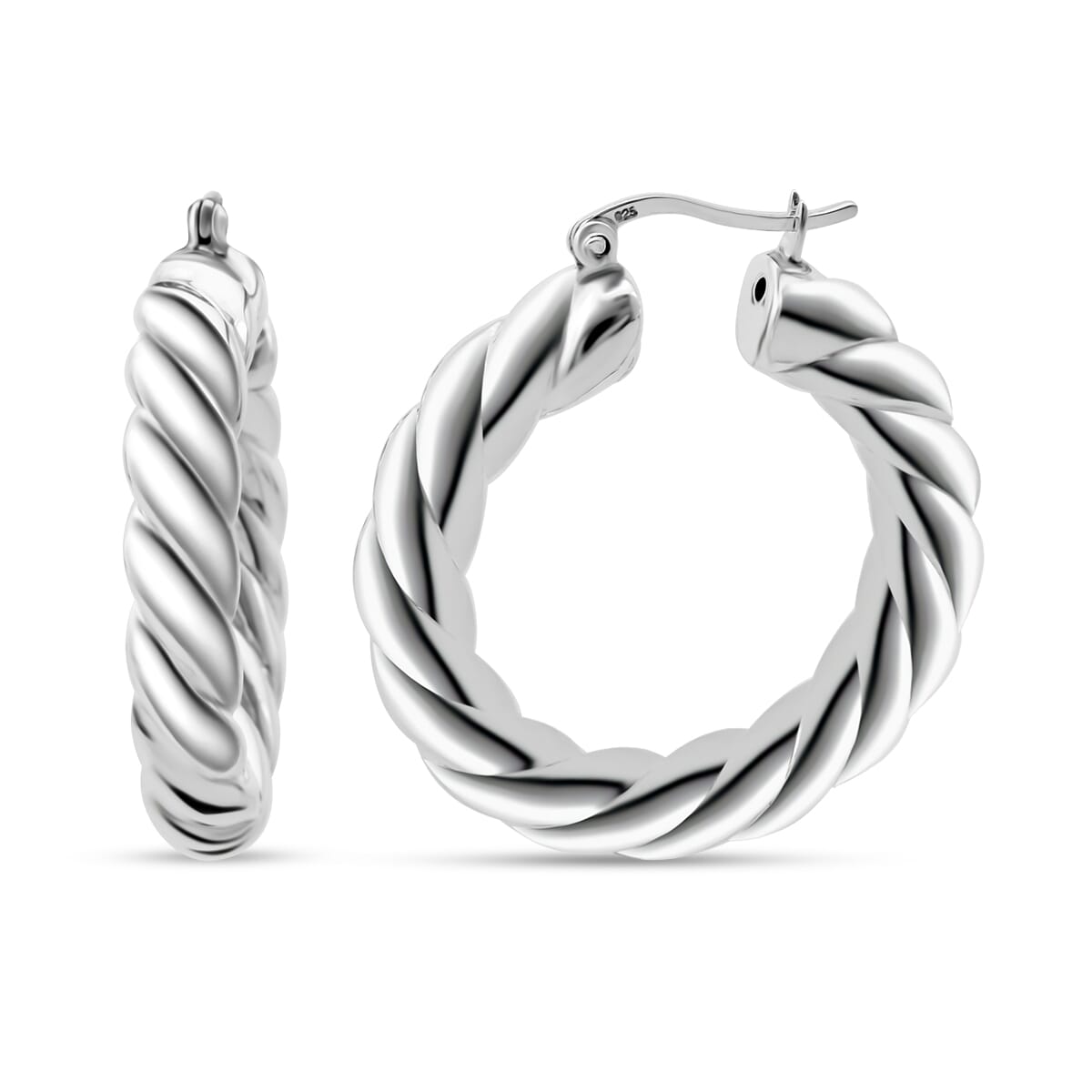 D'Joy Twisted Hoop Earrings in Sterling Silver 6 Grams image number 0