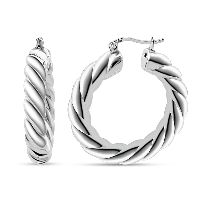 D'Joy Twisted Hoop Earrings in Sterling Silver 6 Grams
