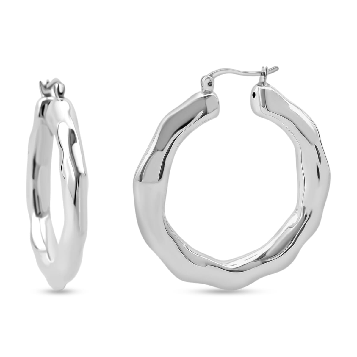 D'Joy Bamboo Hoop Earrings in Sterling Silver 5.90 Grams image number 0