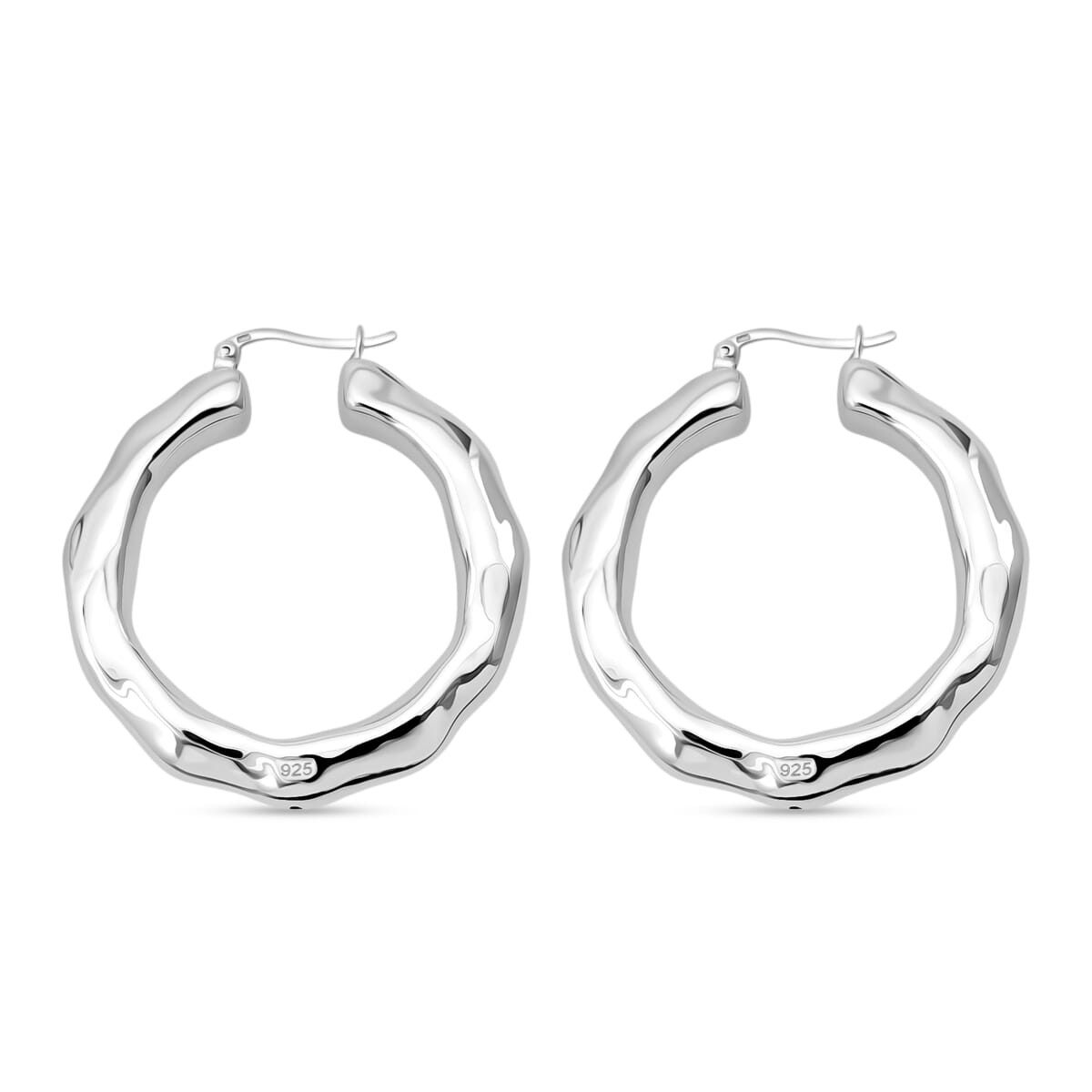 D'Joy Bamboo Hoop Earrings in Sterling Silver 5.90 Grams image number 3