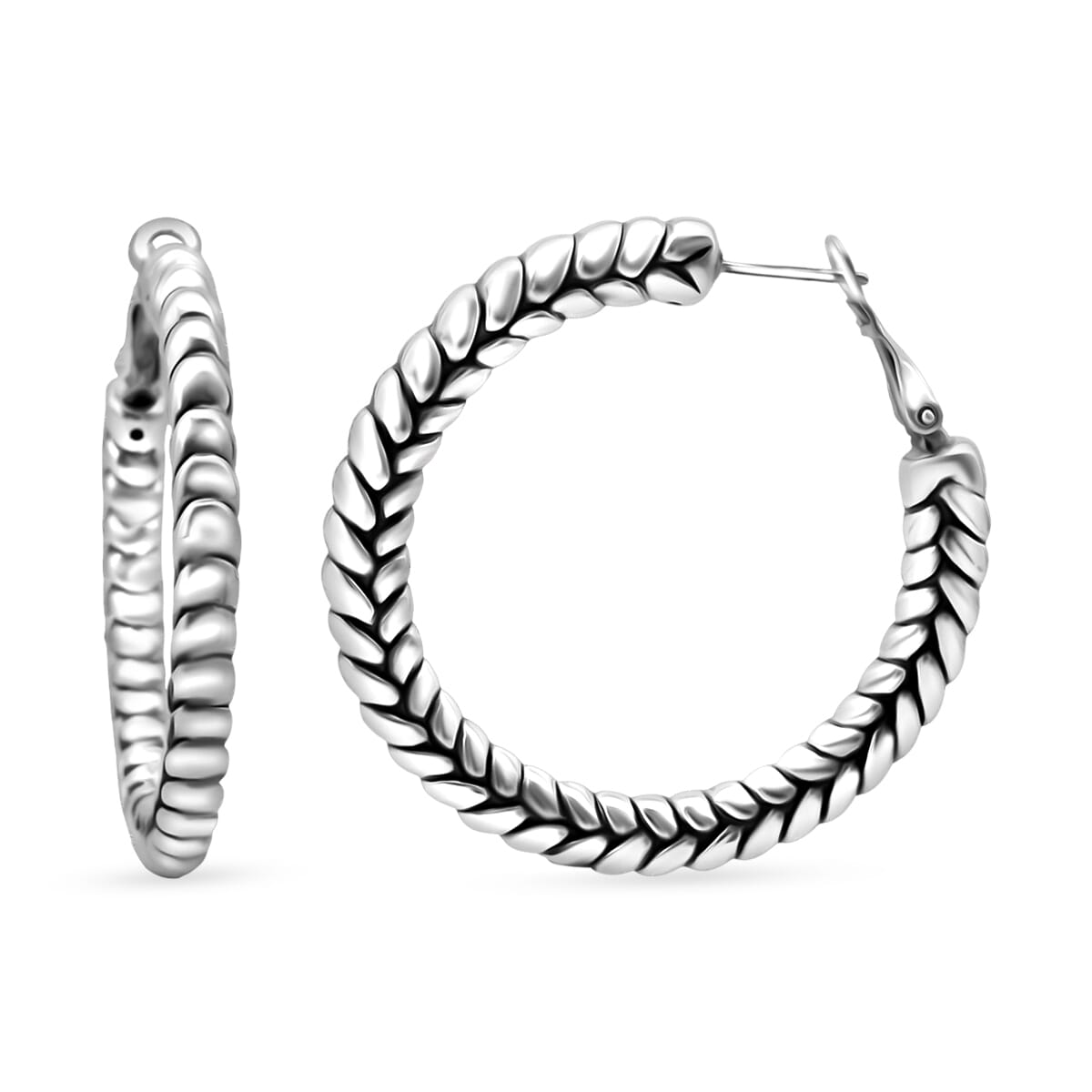 D'Joy Woven Leaves Hoop Earrings in Sterling Silver 5.9 Grams image number 0