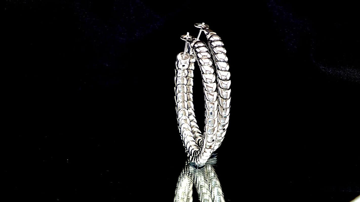 D'Joy Woven Leaves Hoop Earrings in Sterling Silver 5.9 Grams
