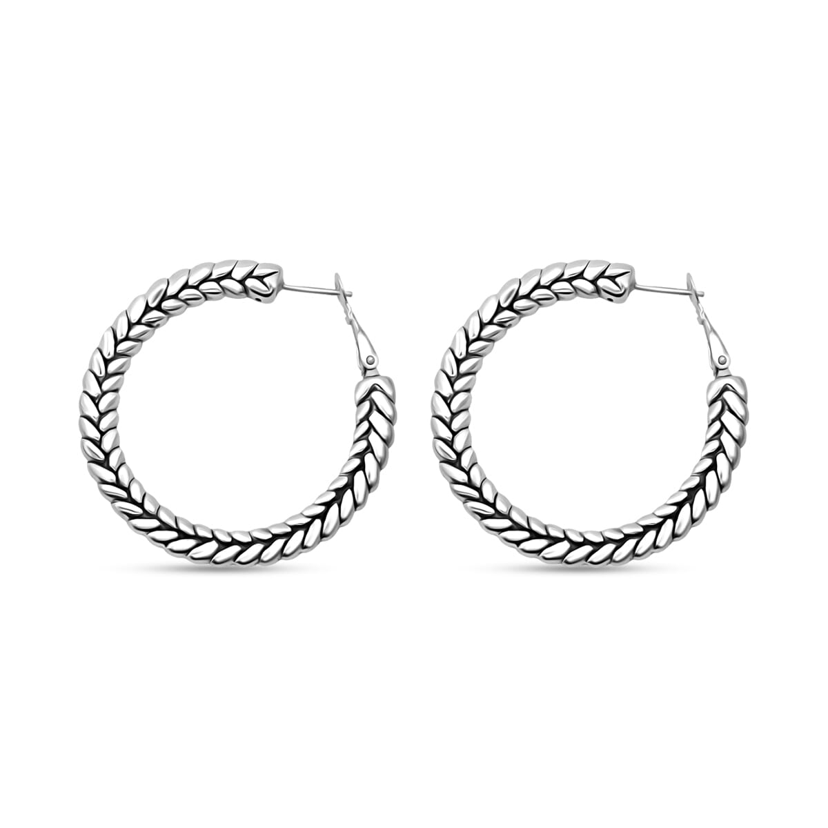 D'Joy Woven Leaves Hoop Earrings in Sterling Silver 5.9 Grams image number 3