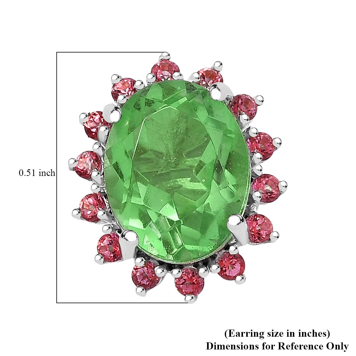 EverTrue Chartreuse Quartz (Triplet) and Signity Pink Topaz 3.35 ctw Earrings in Platinum Bond image number 4