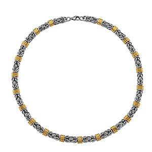 EverTrue Two-Tone Byzantine Chain Necklace in ION Plated YG and Stainless Steel (20.5-22.5 Inches)