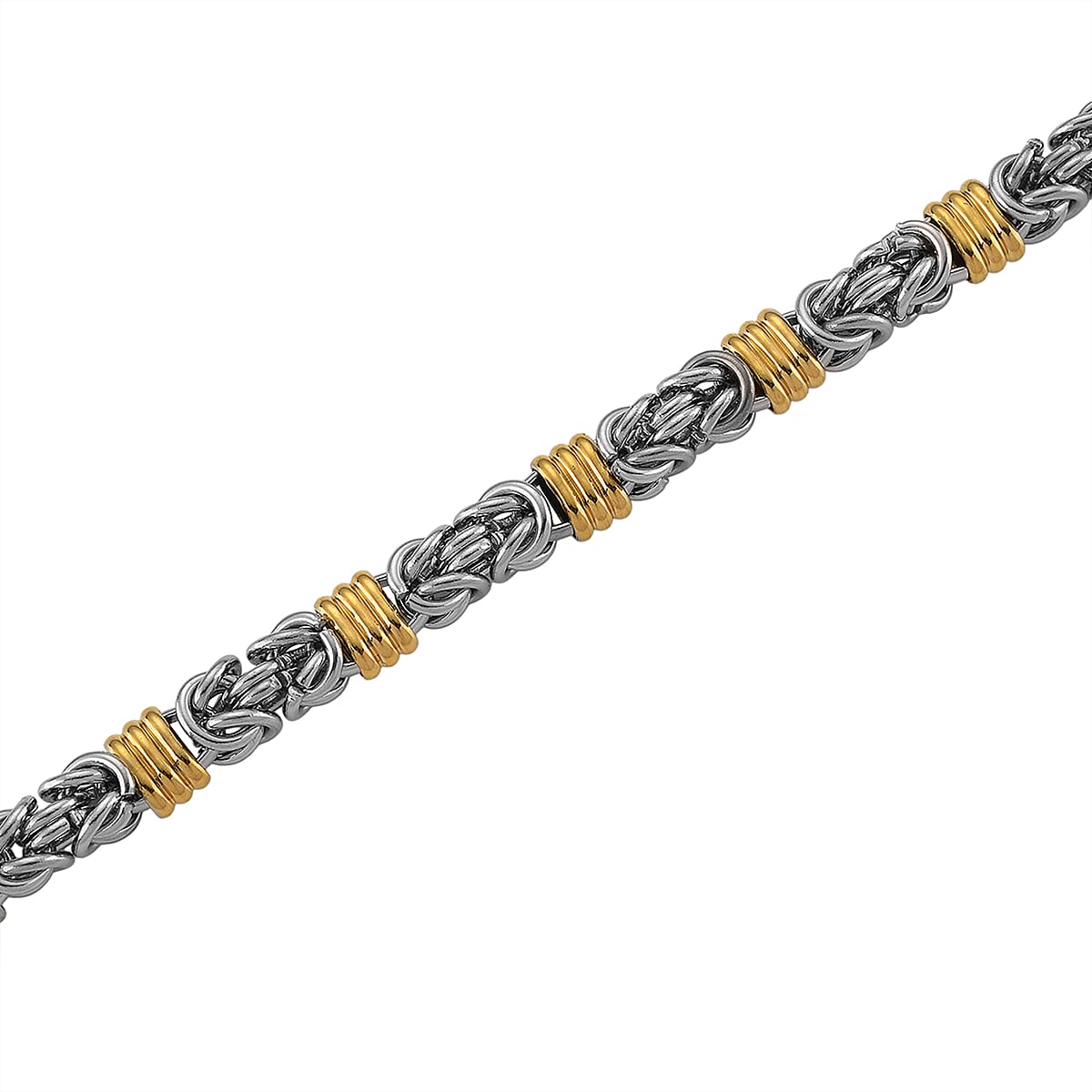 EverTrue Fashionable Two-Tone Byzantine Chain Necklace 20.5-22.5 Inches in ION Plated YG and Stainless Steel image number 3