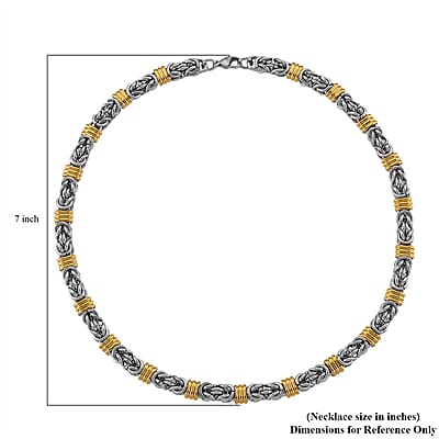 EverTrue Two-Tone Byzantine Chain Necklace in ION Plated YG and Stainless Steel (20.5-22.5 Inches)