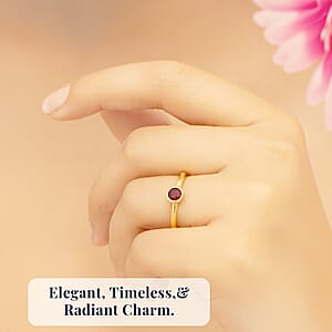 D'Joy Poke Free Mozambique Garnet 0.35 ctw Solitaire Ring in 18K Vermeil Yellow Gold Over Sterling Silver (Size 10.0)