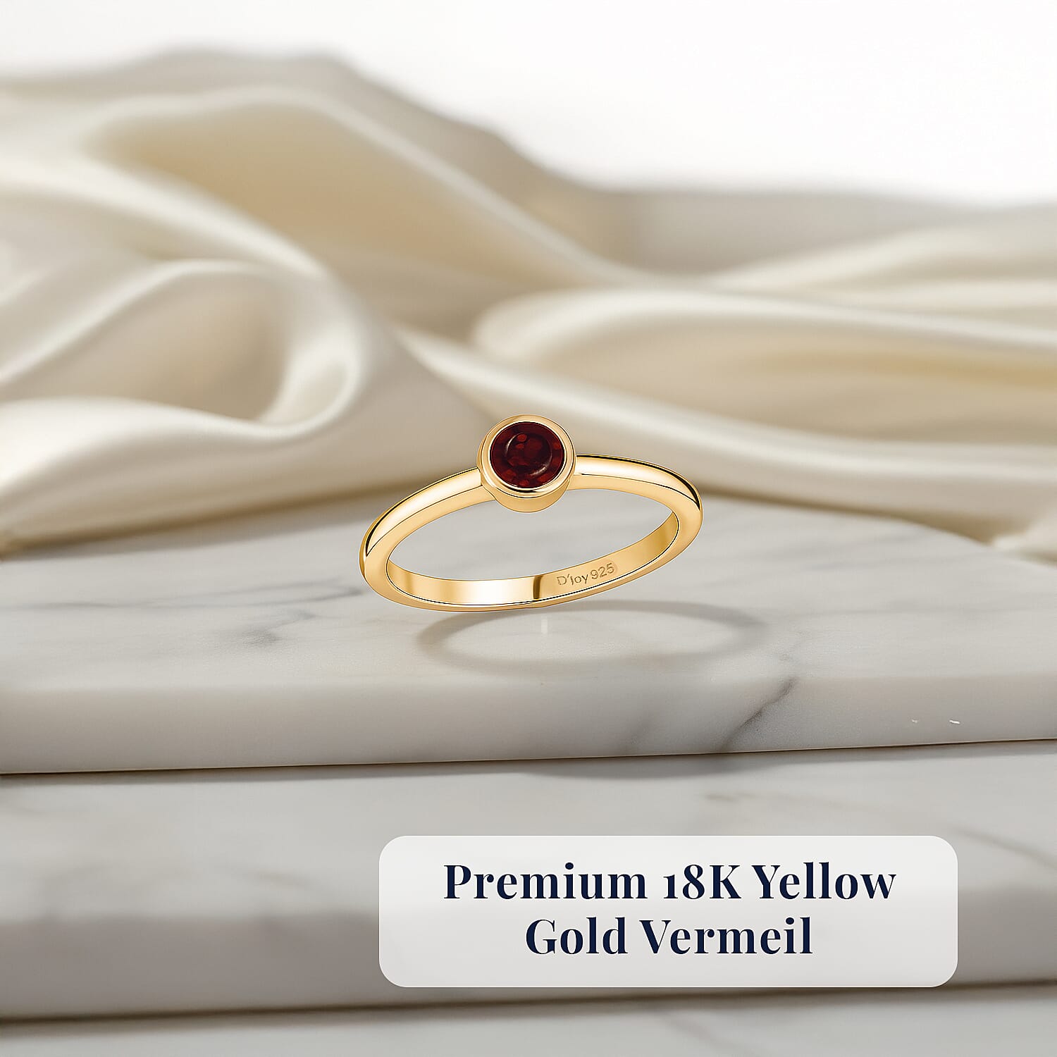 Mozambique Garnet / January / Yellow Gold Over Sterling Silver / 10