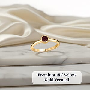 D'Joy Poke Free Mozambique Garnet 0.35 ctw Solitaire Ring in 18K Vermeil Yellow Gold Over Sterling Silver (Size 10.0)