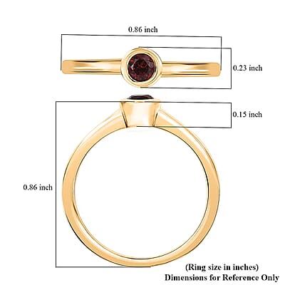 D'Joy Poke Free Mozambique Garnet 0.35 ctw Solitaire Ring in 18K Vermeil Yellow Gold Over Sterling Silver (Size 6.0)