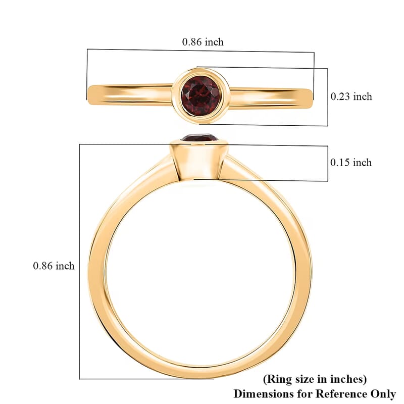 D'Joy Poke Free Mozambique Garnet 0.35 ctw Solitaire Ring in 18K Vermeil Yellow Gold Over Sterling Silver (Size 6.0)