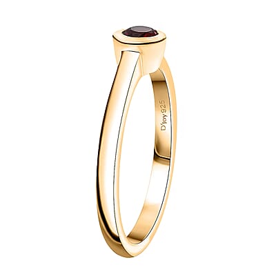 D'Joy Poke Free Mozambique Garnet 0.35 ctw Solitaire Ring in 18K Vermeil Yellow Gold Over Sterling Silver (Size 6.0)
