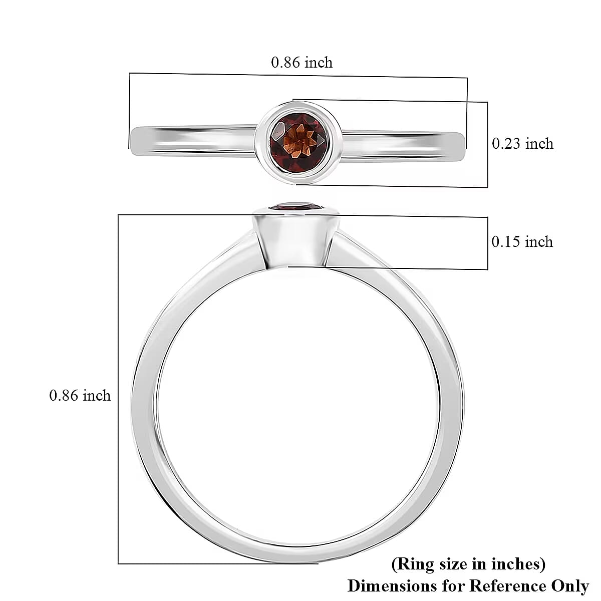 D'Joy Poke Free Mozambique Garnet 0.35 ctw Solitaire Ring in Rhodium Over Sterling Silver (Size 10.0) image number 6