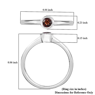 D'Joy Poke Free Mozambique Garnet 0.35 ctw Solitaire Ring in Rhodium Over Sterling Silver (Size 10.0)