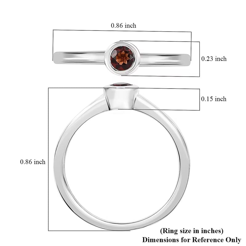 D'Joy Poke Free Mozambique Garnet 0.35 ctw Solitaire Ring in Rhodium Over Sterling Silver (Size 10.0)