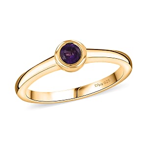 D'Joy Poke Free African Amethyst 0.25 ctw Solitaire Ring in 18K Vermeil Yellow Gold Over Sterling Silver (Size 10.0)