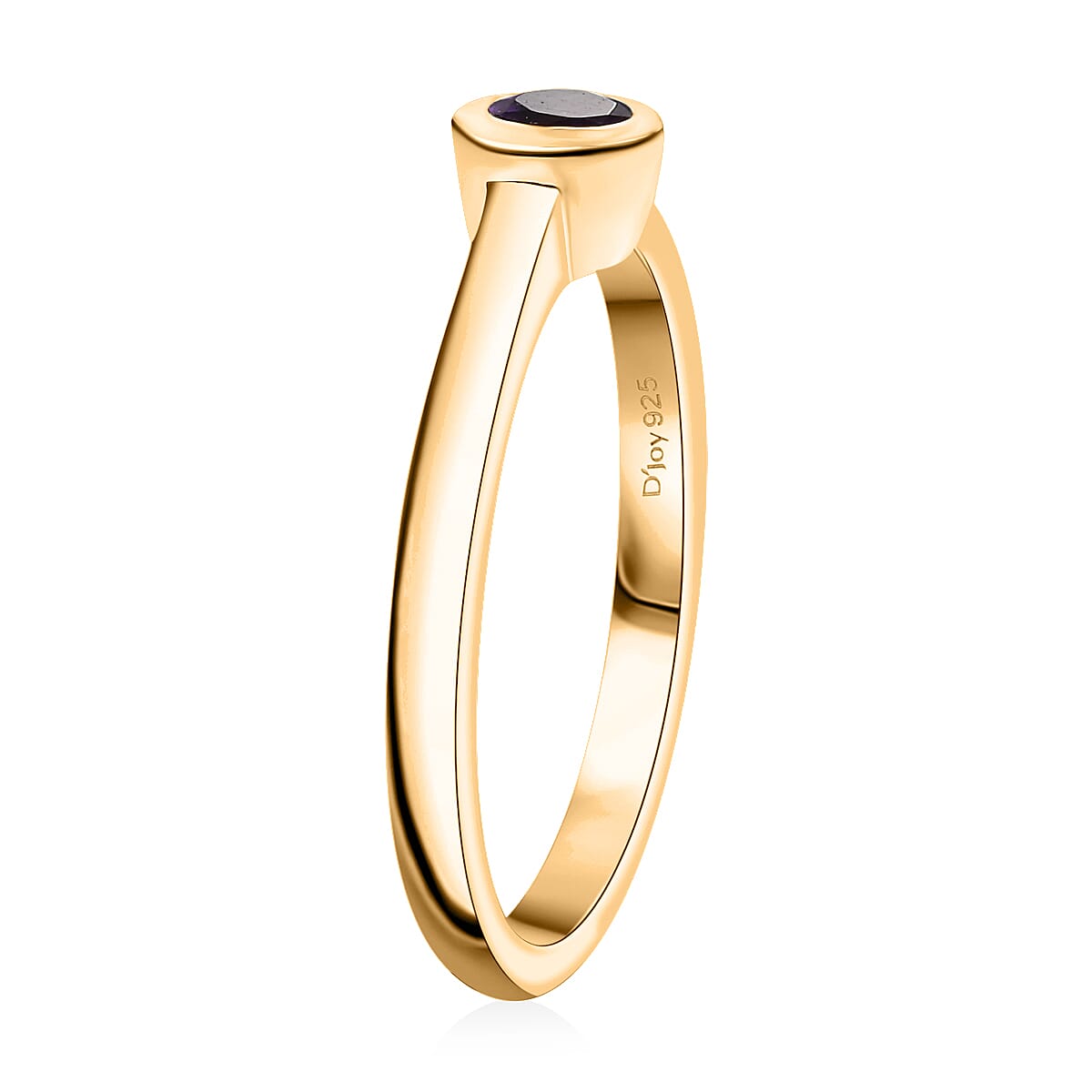 D'Joy Poke Free African Amethyst 0.25 ctw Solitaire Ring in 18K Vermeil Yellow Gold Over Sterling Silver (Size 10.0) image number 3