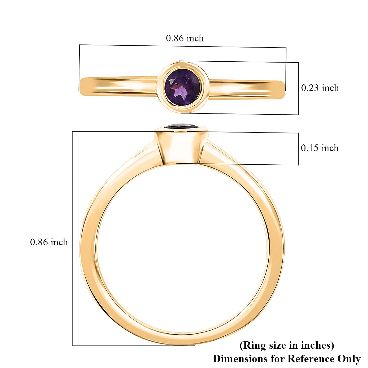 D'Joy Poke Free African Amethyst 0.25 ctw Solitaire Ring in 18K Vermeil Yellow Gold Over Sterling Silver (Size 10.0) image number 5