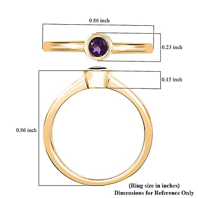 D'Joy Poke Free African Amethyst 0.25 ctw Solitaire Ring in 18K Vermeil Yellow Gold Over Sterling Silver (Size 10.0)