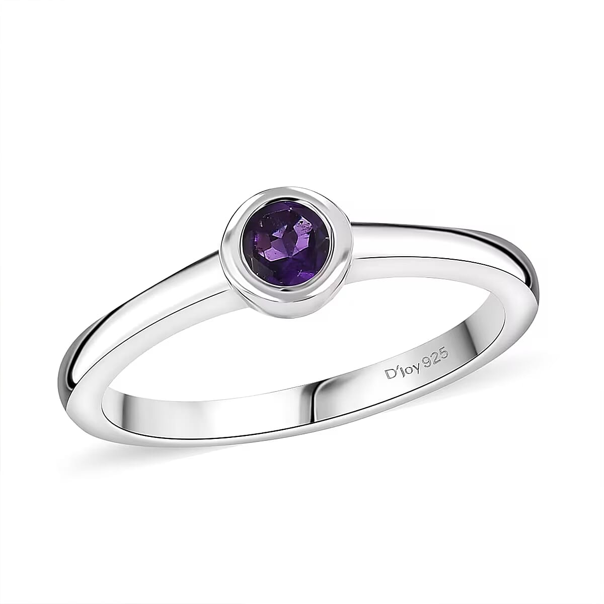D'Joy Poke Free African Amethyst 0.25 ctw Solitaire Ring in Rhodium Over Sterling Silver (Size 10.0) image number 0