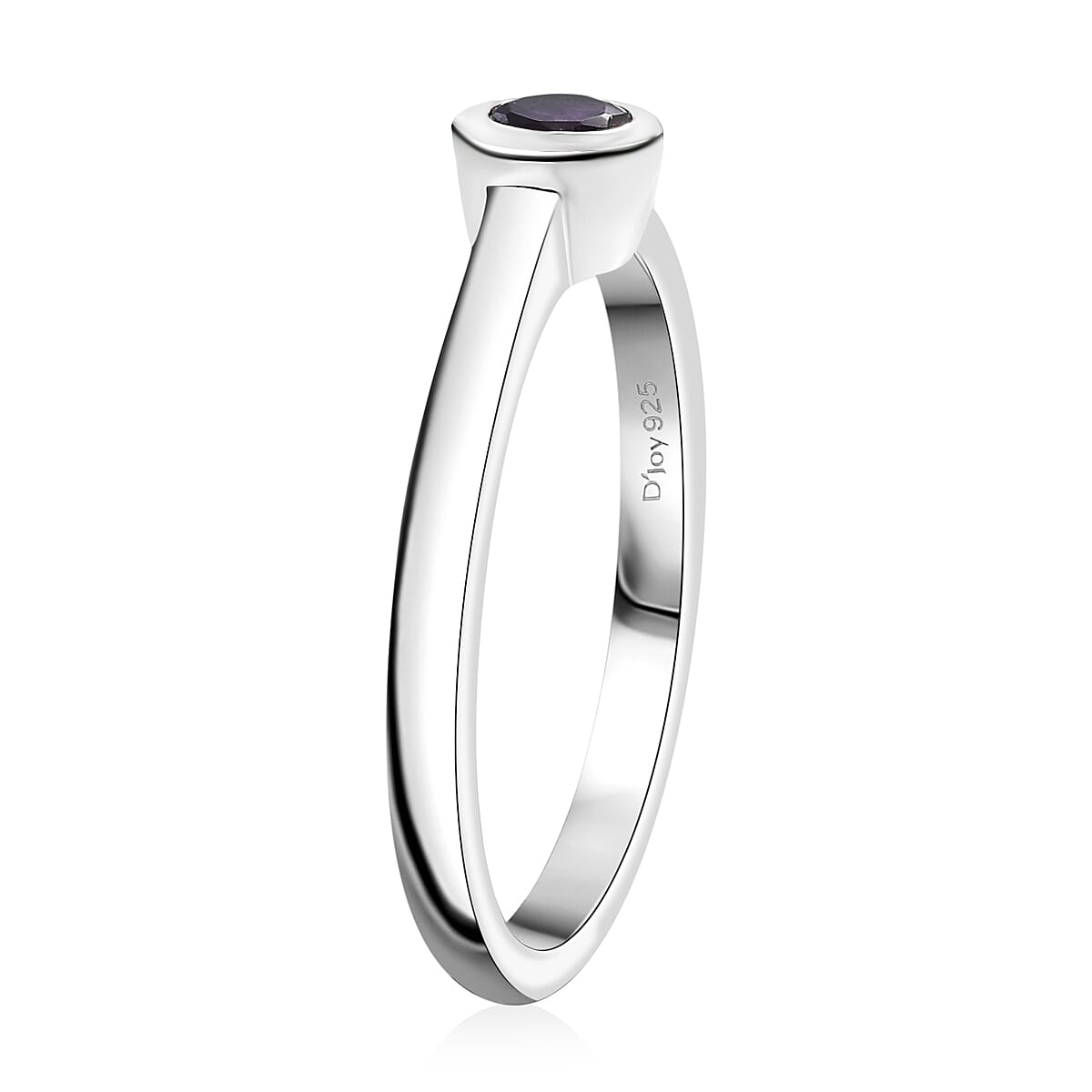 D'Joy Poke Free African Amethyst 0.25 ctw Solitaire Ring in Rhodium Over Sterling Silver (Size 9.0) image number 3