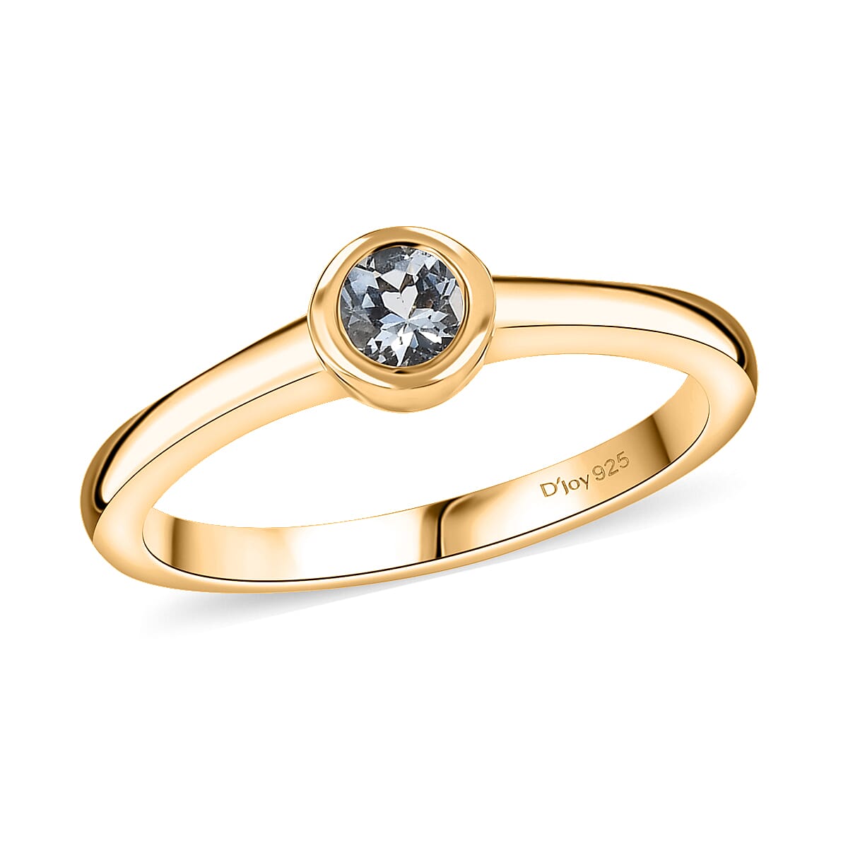 D'Joy Poke Free Premium Mangoro Aquamarine 0.25 ctw Solitaire Ring in 18K Vermeil Yellow Gold Over Sterling Silver (Size 6.0) image number 0
