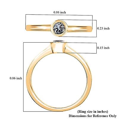 D'Joy Mangoro Aquamarine Solitaire Ring in 18K Vermeil YG Over Sterling Silver 0.25 ctw (Size 8.0)