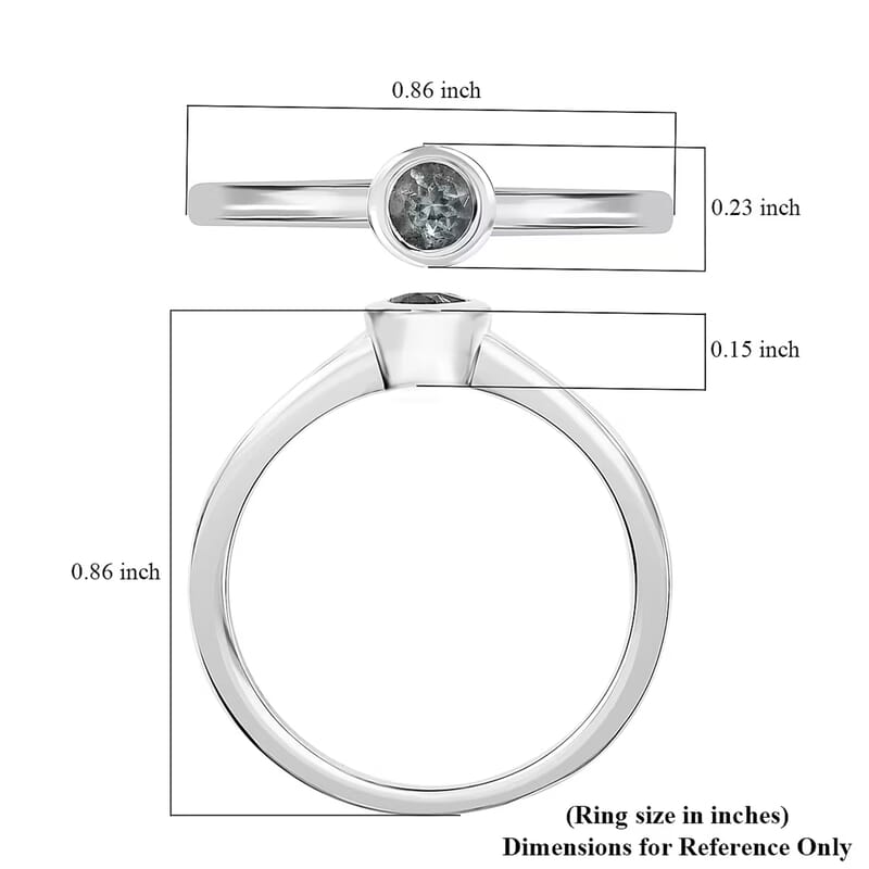 D'Joy Poke Free Premium Mangoro Aquamarine 0.25 ctw Solitaire Ring in Rhodium Over Sterling Silver (Size 10.0)