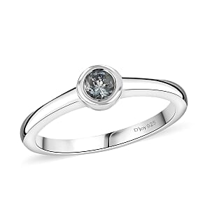 D'Joy Poke Free Premium Mangoro Aquamarine 0.25 ctw Solitaire Ring in Rhodium Over Sterling Silver (Size 8.0)