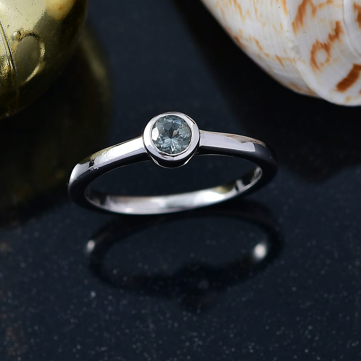 D'Joy Poke Free Premium Mangoro Aquamarine 0.25 ctw Solitaire Ring in Rhodium Over Sterling Silver (Size 8.0) image number 1