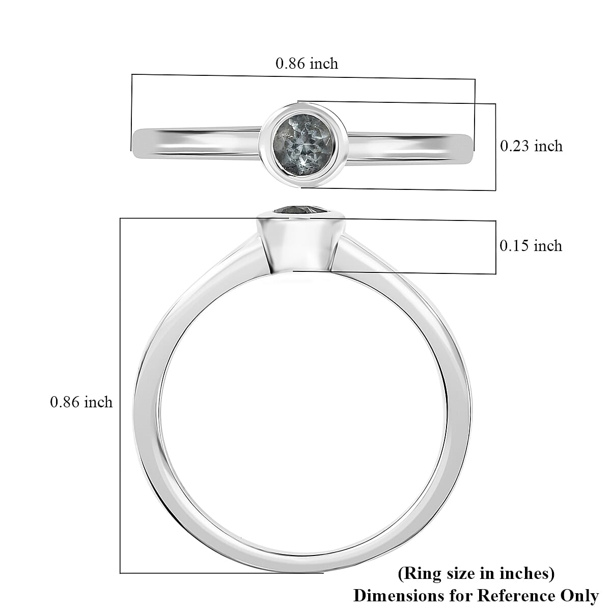 D'Joy Poke Free Premium Mangoro Aquamarine 0.25 ctw Solitaire Ring in Rhodium Over Sterling Silver (Size 8.0) image number 5