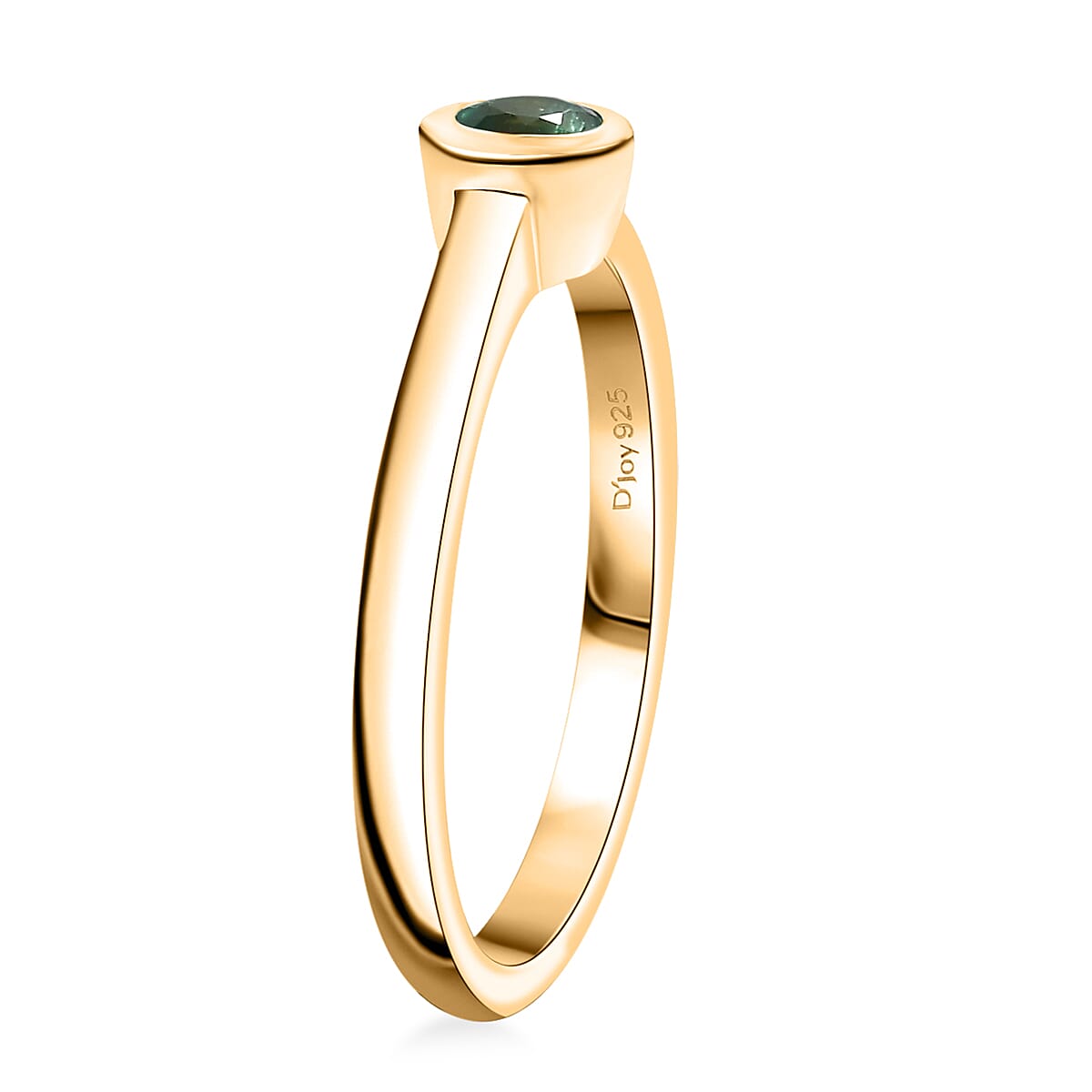 D'Joy Poke Free Kagem Zambian Emerald 0.25 ctw Solitaire Ring in 18K Vermeil Yellow Gold Over Sterling Silver (Size 10.0) image number 3