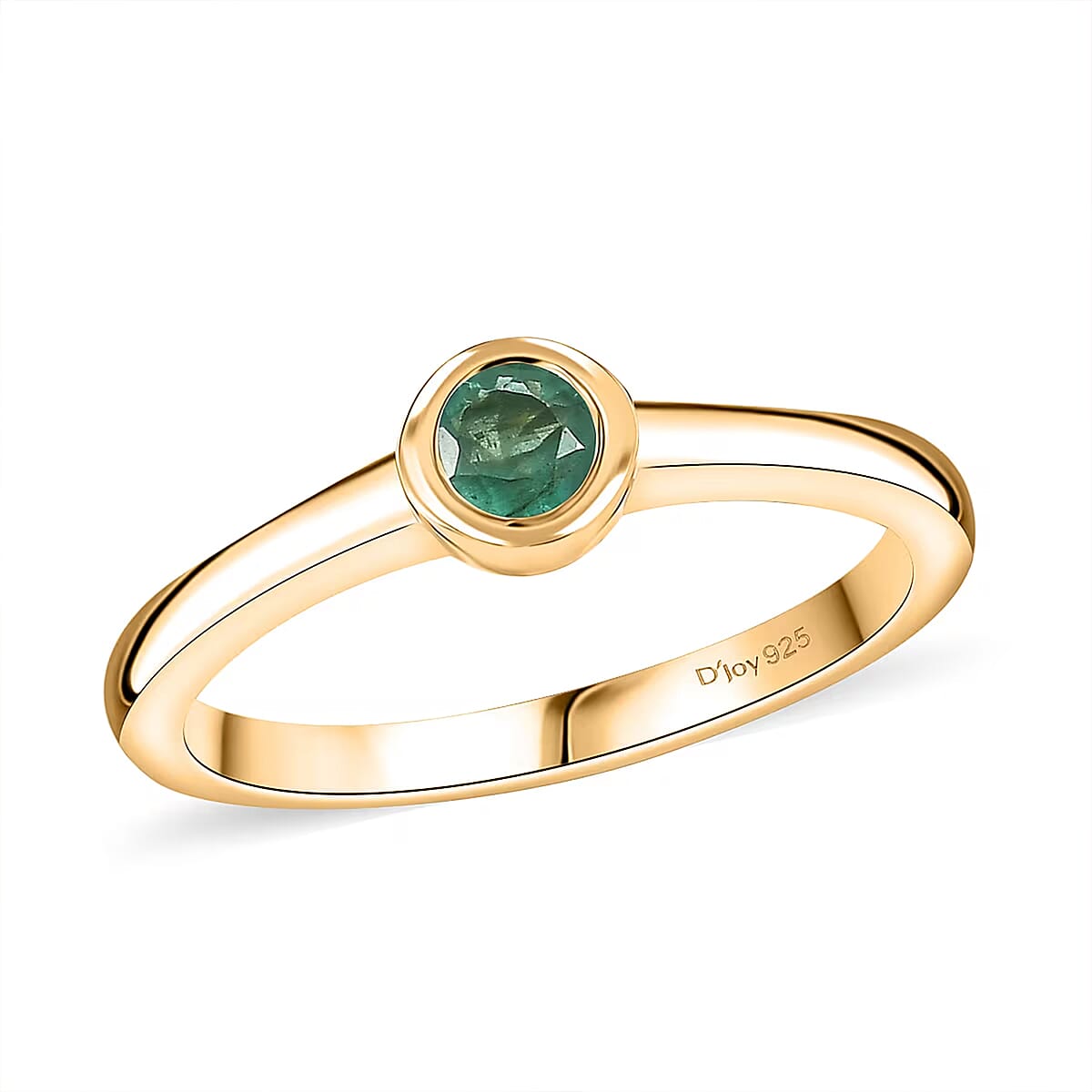 D'Joy Poke Free Kagem Zambian Emerald 0.25 ctw Solitaire Ring in 18K Vermeil Yellow Gold Over Sterling Silver (Size 8.0) image number 0